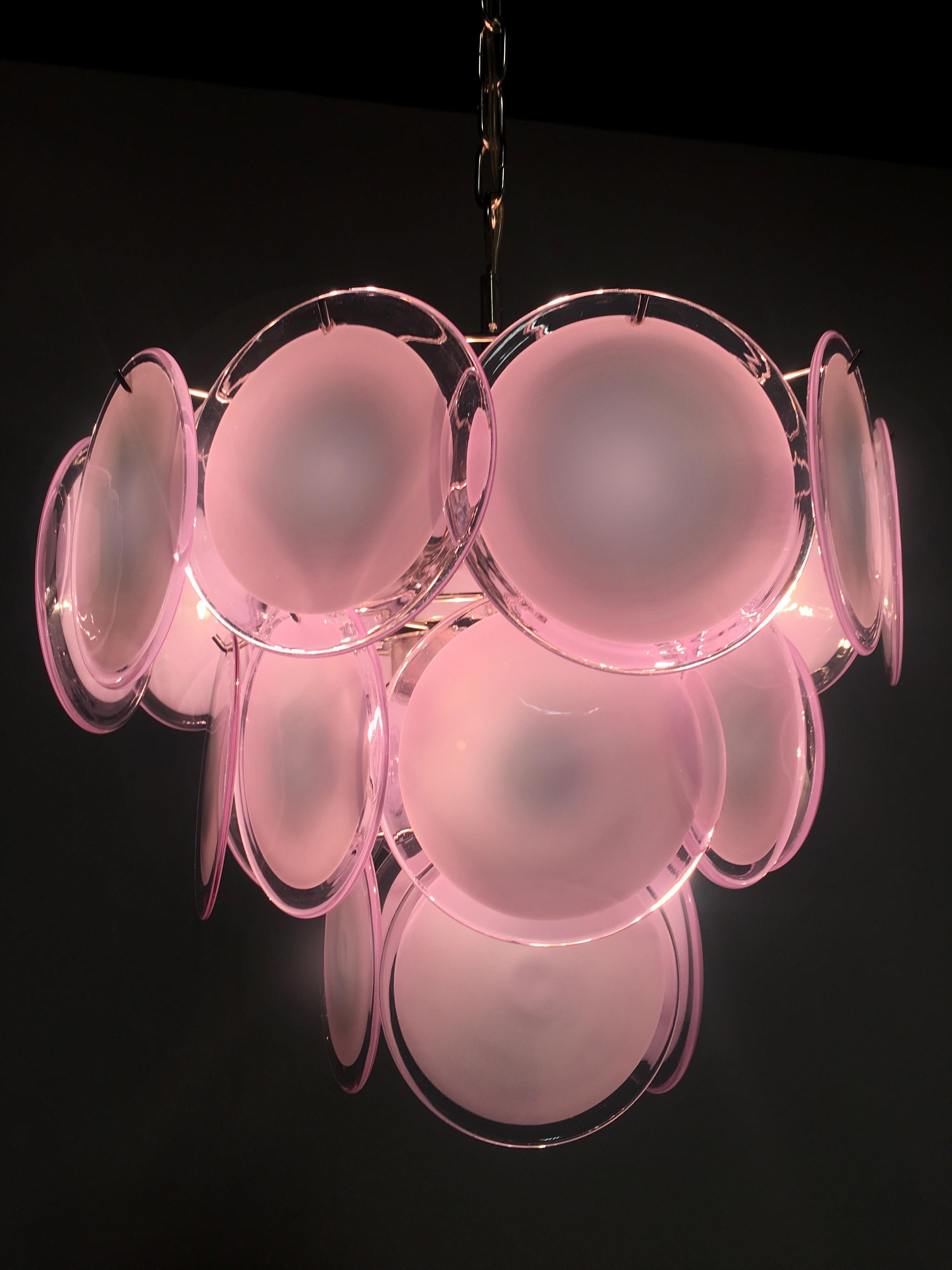 Pair of Disc Murano Glass Chandeliers by Vistosi Style 8