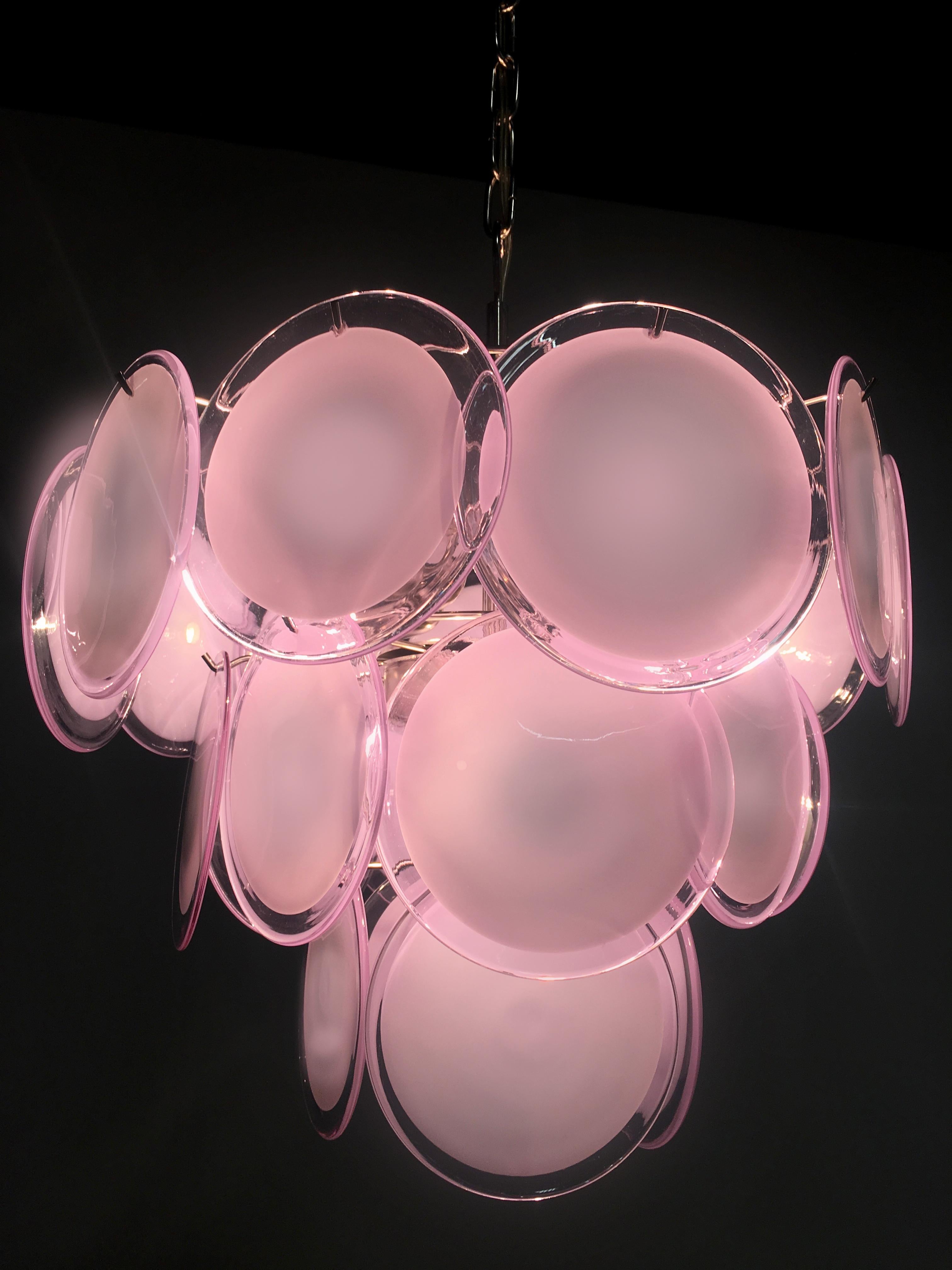 Pair of Disc Murano Glass Chandeliers by Vistosi Style 9