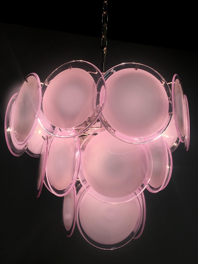 Pair of Disc Murano Glass Chandeliers by Vistosi Style 9