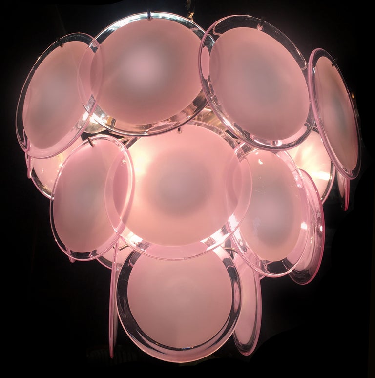 Pair of Disc Murano Glass Chandeliers by Vistosi Style 10