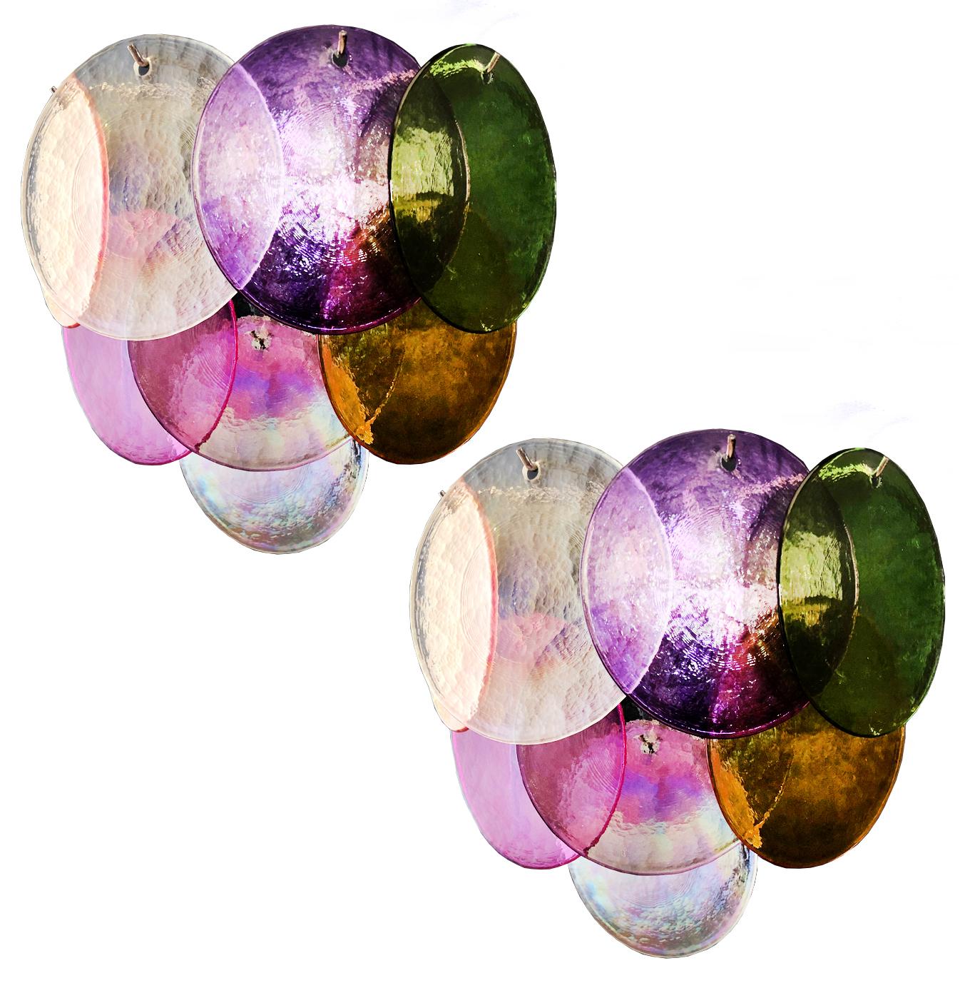 Set of Four Disc Sconces Multi-Color, Murano, 1970s For Sale 7