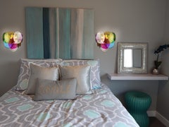 Pareja de Apliques de Disco Multicolor, Murano, Años 70