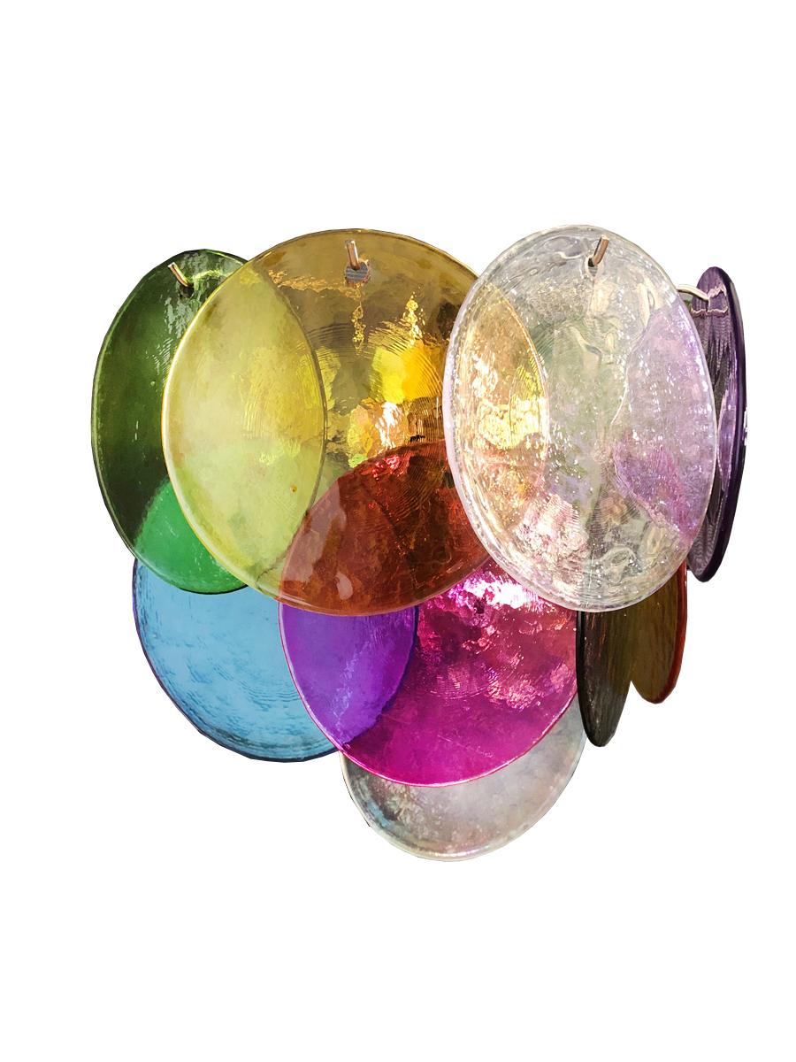 Metal Set of Four Disc Sconces Multi-Color, Murano, 1970s For Sale