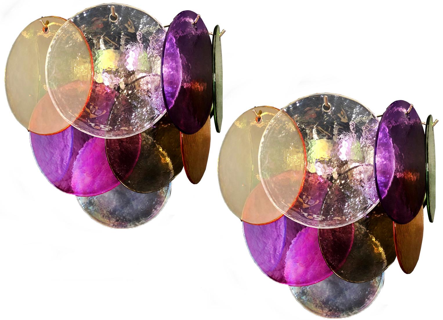 Pair of Disc Sconces Multi-Color, Murano, 1970s For Sale 3