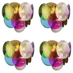 Set of Four Disc Sconces Multi-Color, Murano, 1970s