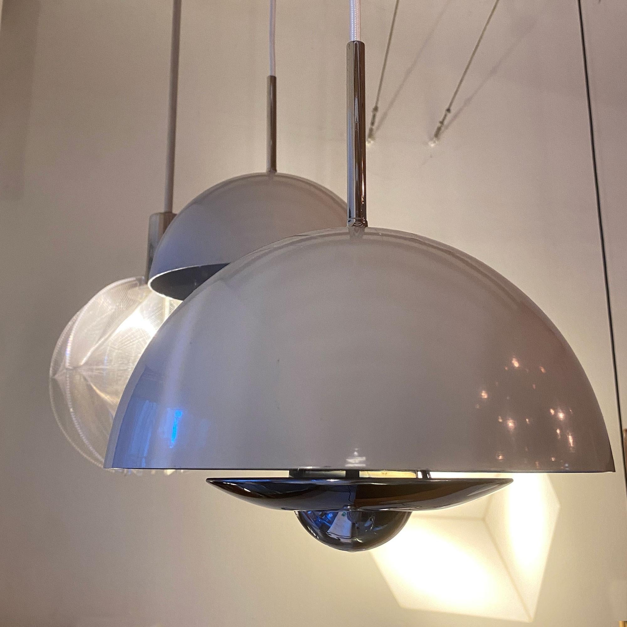 20th Century Pair of Disderot chrome ceiling lights For Sale