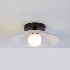 Pair of Dish Flush Mounts, by Research.Lighting, Black, 3in Glass, Made to Order