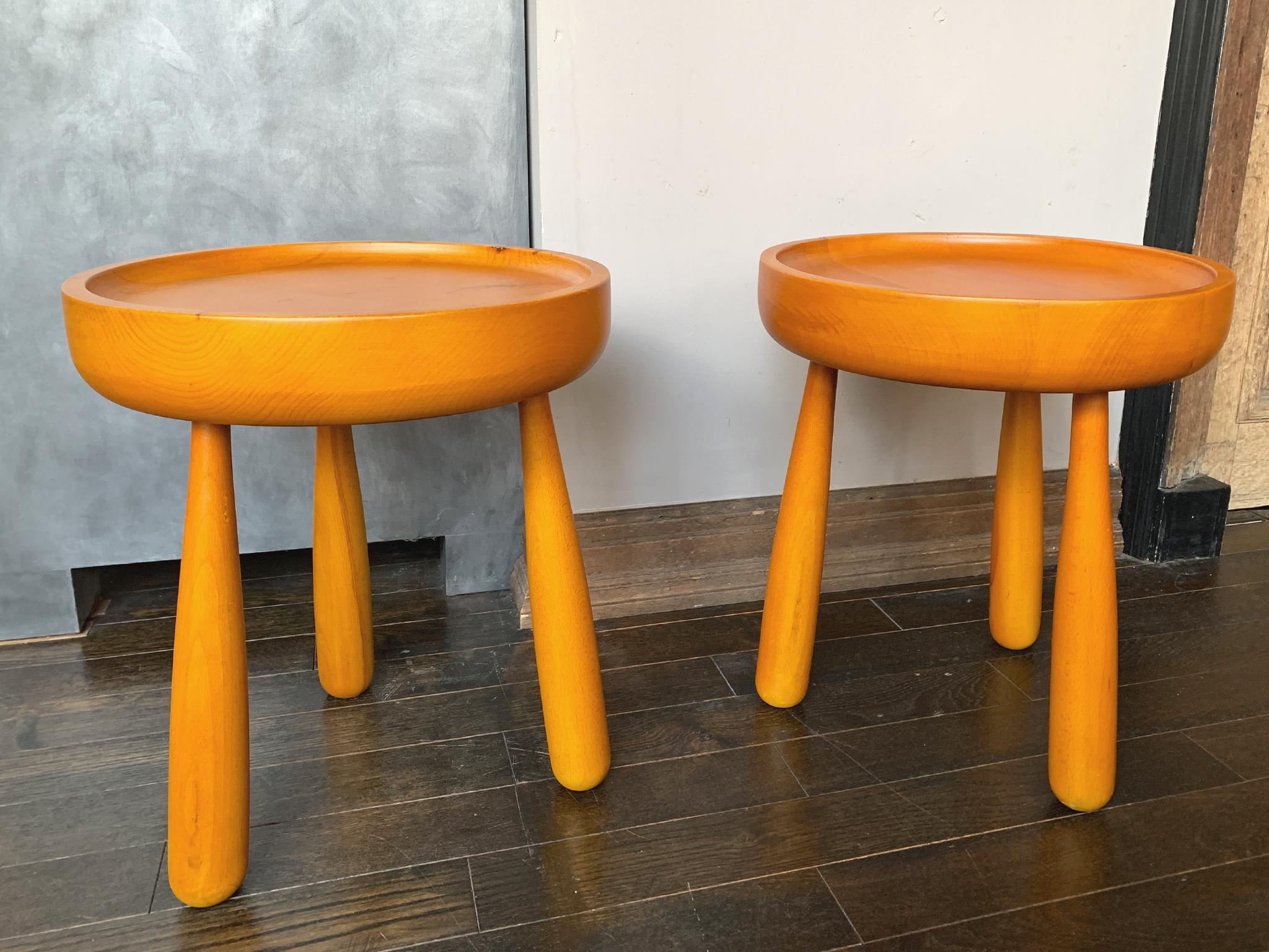 20th Century Pair of Dish-Top Stool Side Tables in the Style of Sergio Rodrigues