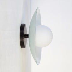 Pair of Dish Wall Sconces, by Research.Lighting, Black, 5in Glass, Made to Order