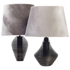 Pair of Disk Table Lamps by Harry Clark