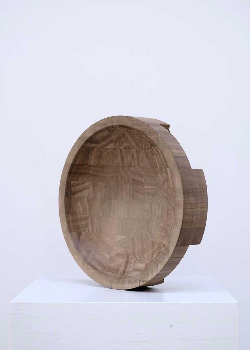 Modern Pair of Disk Trays, African Walnut, Signed by Arno Declercq