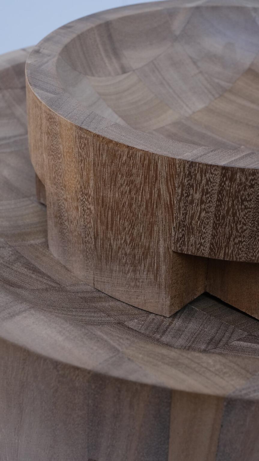 Contemporary Pair of Disk Trays, African Walnut, Signed by Arno Declercq