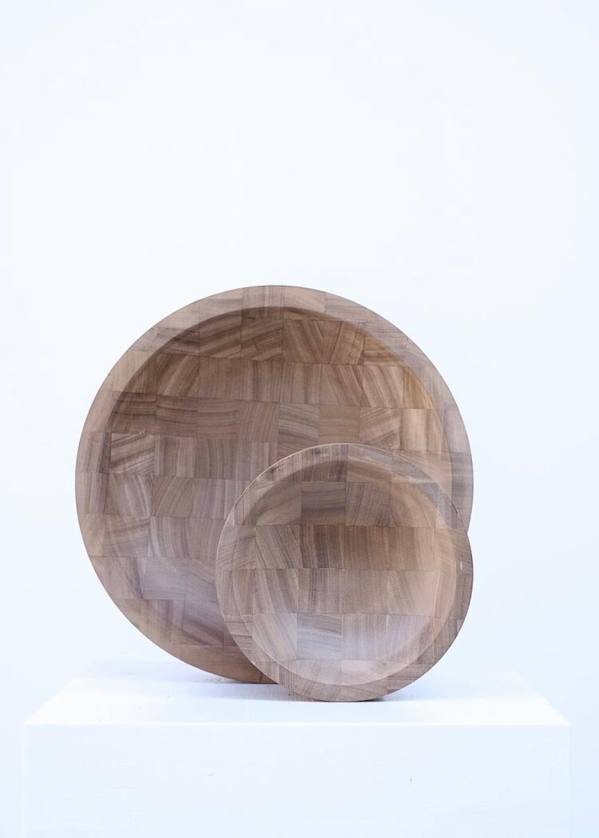 Pair of Disk Trays, African Walnut, Signed by Arno Declercq 2