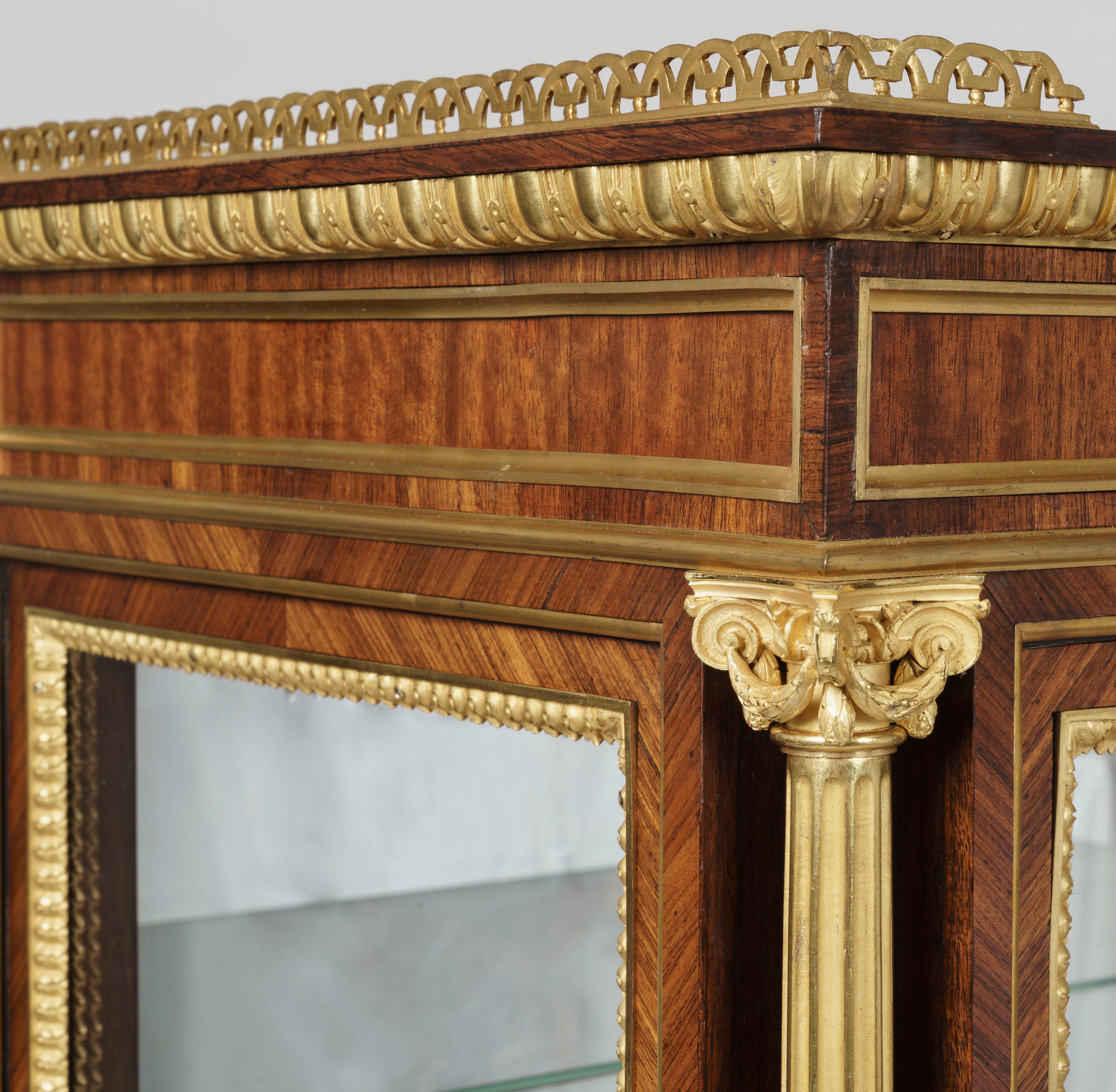 Kingwood Pair of Display Cabinets in the Louis XVI Style For Sale