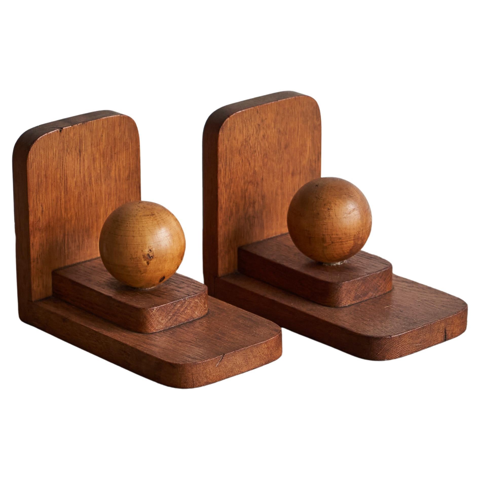 Paire de serre-livres Art Déco en Wood 1930