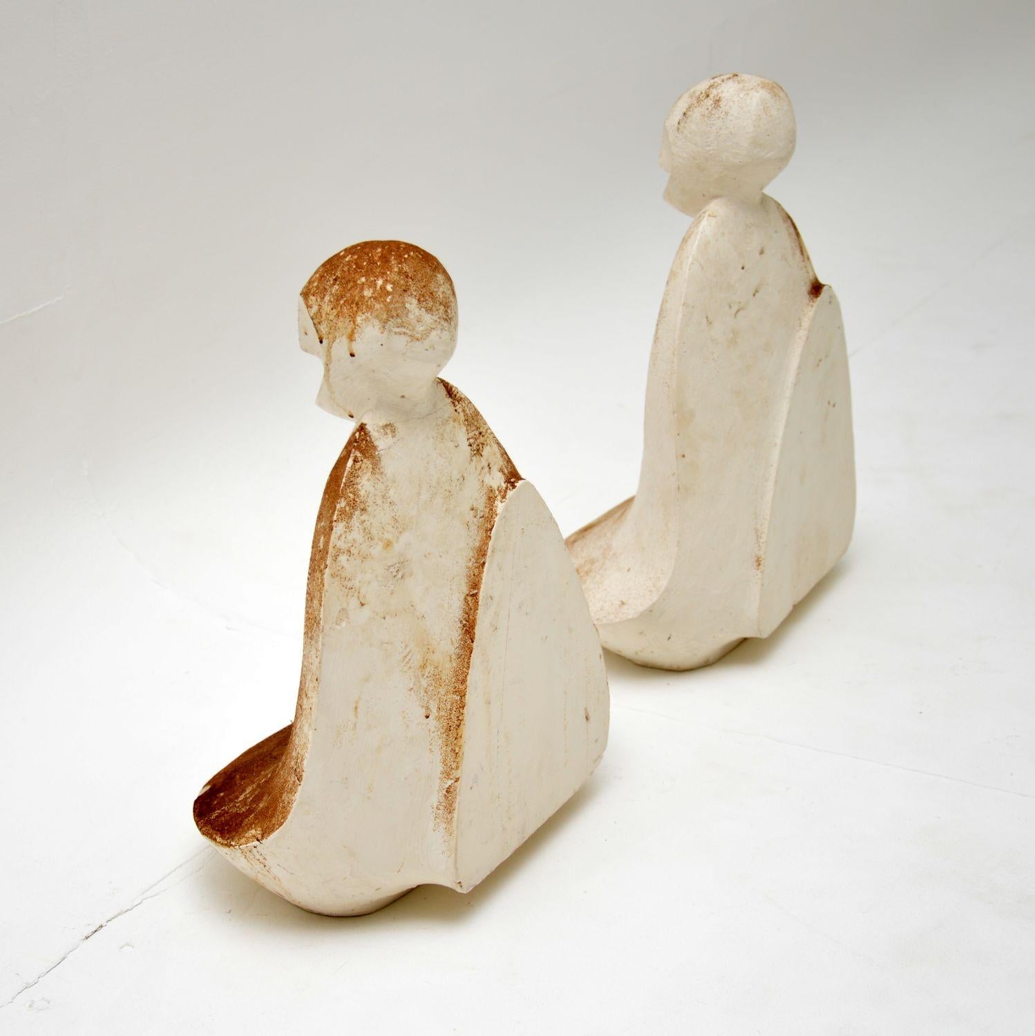 Pair of Distressed Clay Sculptures Vintage, 1960s For Sale 4