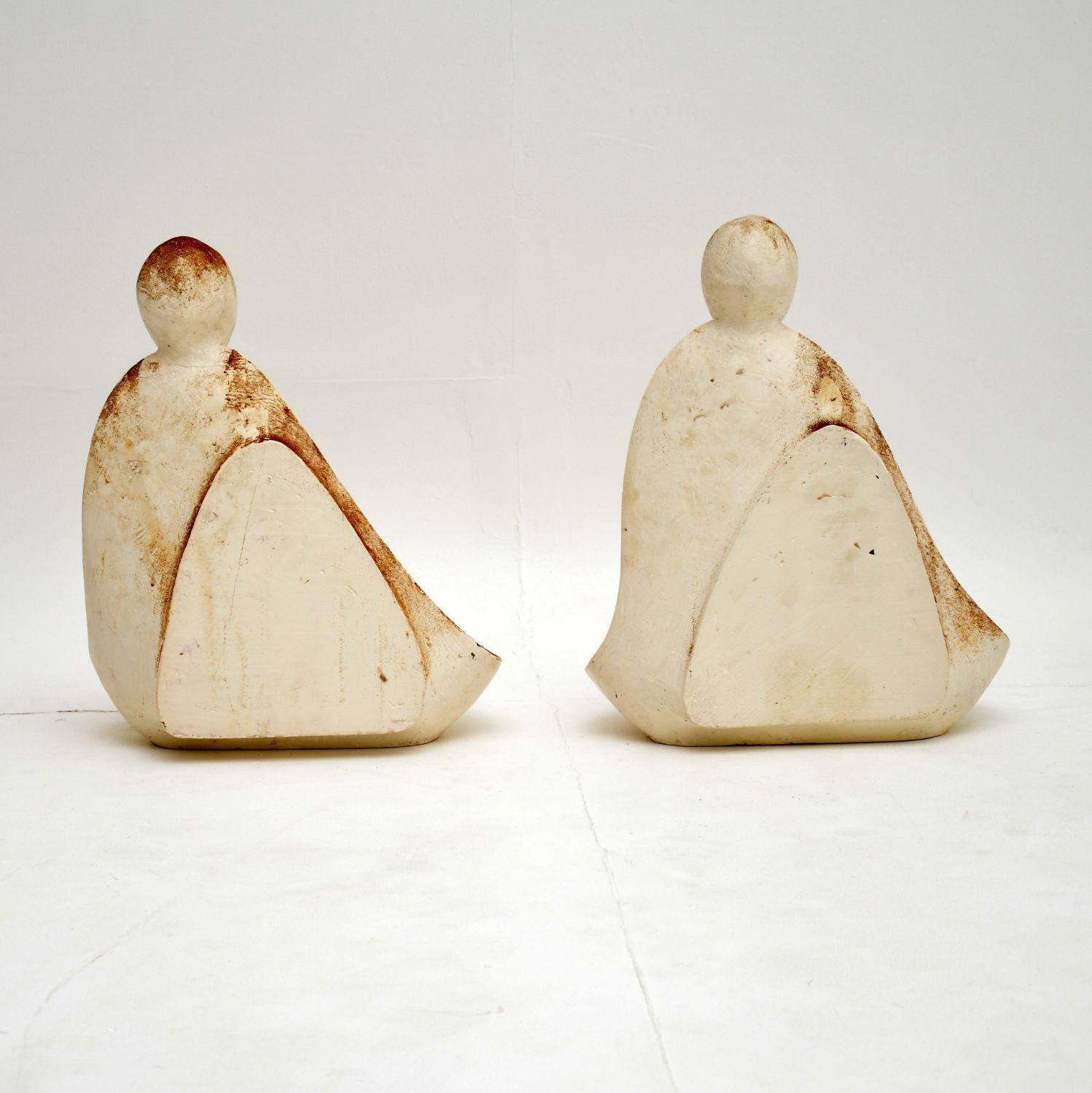 Pair of Distressed Clay Sculptures Vintage, 1960s For Sale 3