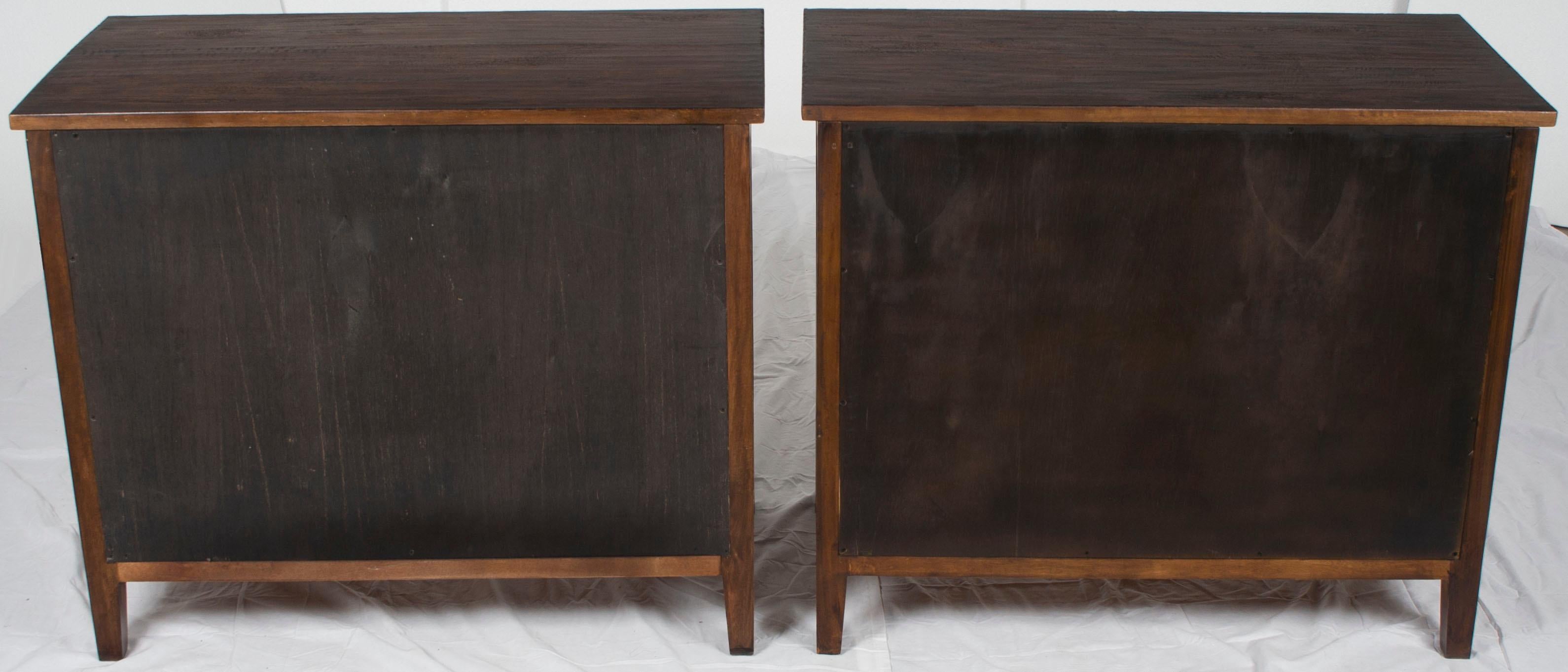 Pair of Distressed Dark Wood Large Nightstands Bedside Chests For Sale 1