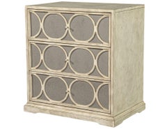 Pair of Distressed End Tables with Upholstered Drawer Fronts