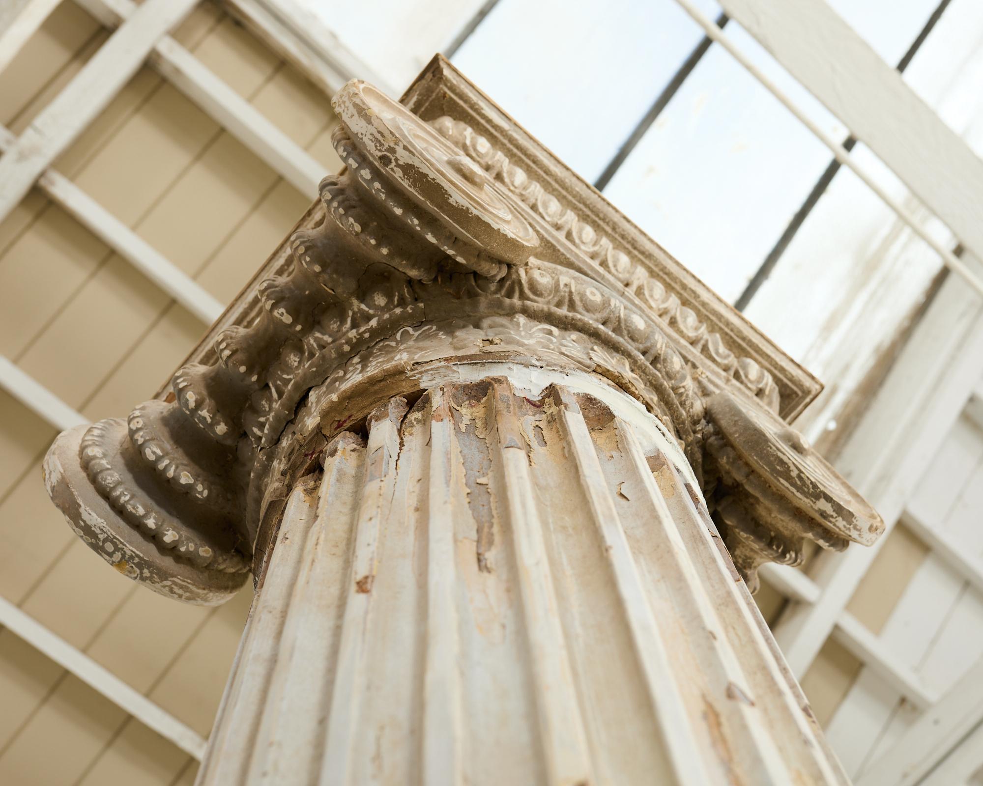 Pair of Distressed Greco-Roman Neoclassical Style Ionic Columns 8