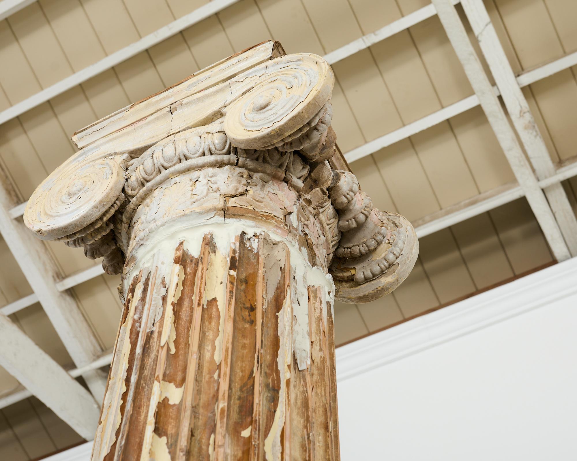 Pair of Distressed Greco-Roman Neoclassical Style Ionic Columns 9