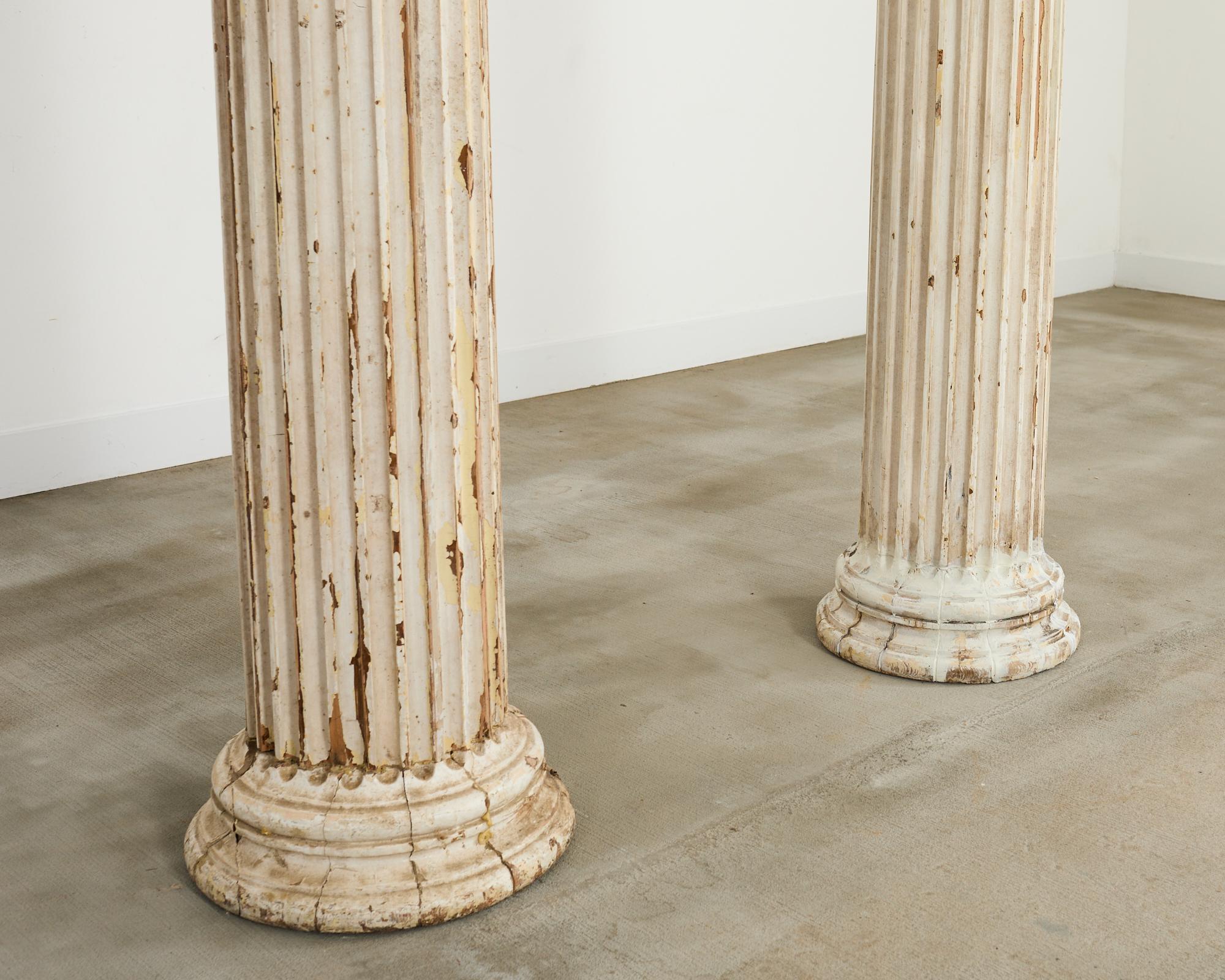 20th Century Pair of Distressed Greco-Roman Neoclassical Style Ionic Columns
