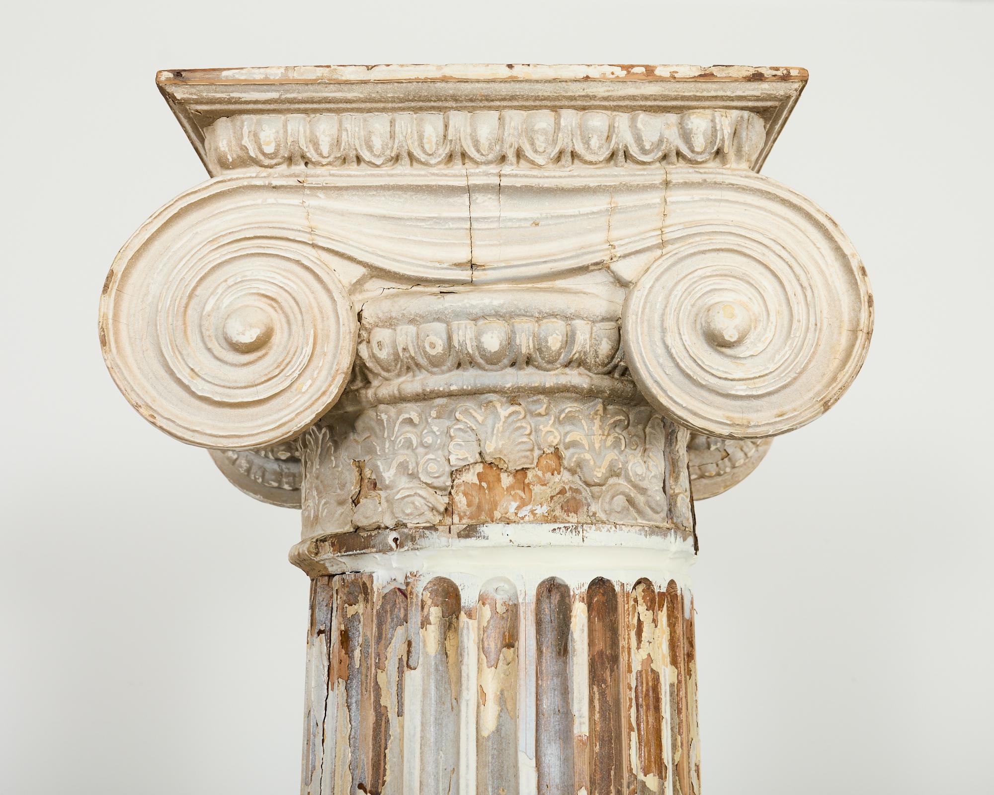 Pair of Distressed Greco-Roman Neoclassical Style Ionic Columns 2