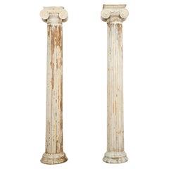Pair of Distressed Greco-Roman Neoclassical Style Ionic Columns