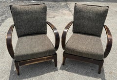 Pair of Distressed Hardwood Lounge Chairs in the Style of Dakota Jackson