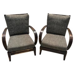 Pair of Distressed Hardwood Lounge Chairs in the Style of Dakota Jackson