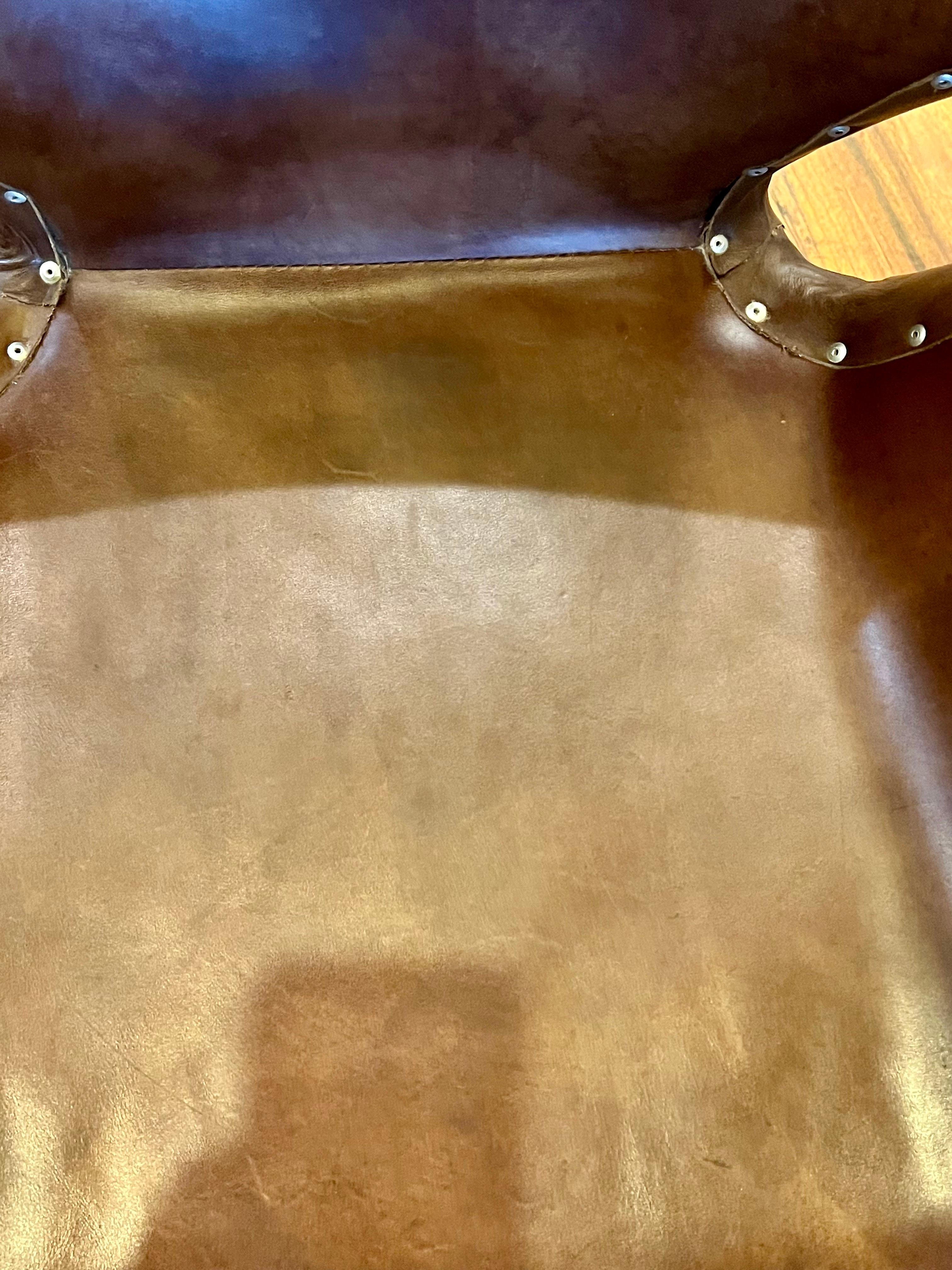 Pair of Distressed Leather Swivel Base Aviator Armchairs by Restoration hardware In Good Condition For Sale In San Diego, CA