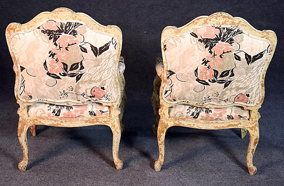 Pair of Distressed Louis XV Style Fauteuils 5