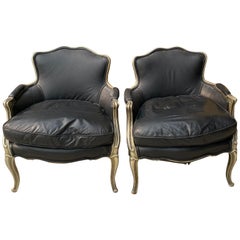 Pair of Distressed Vintage French Style Lounge Chairs for Restoration
