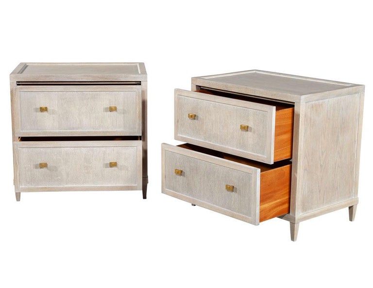 Pair of Distressed Washed Oak Nightstands End Tables For Sale at 1stDibs