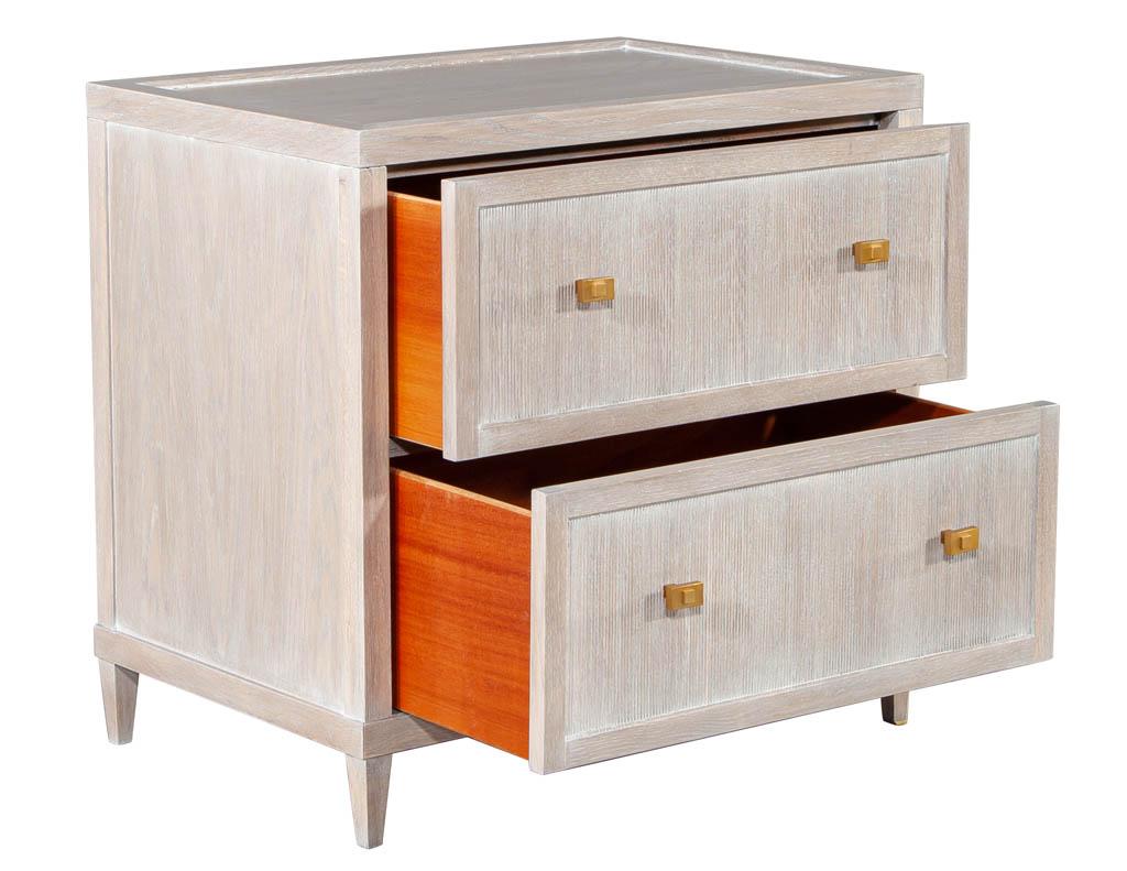 Pair of Distressed Washed Oak Nightstands End Tables In Excellent Condition For Sale In North York, ON