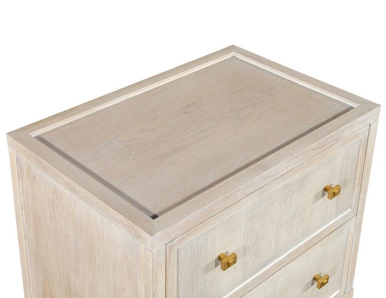 Pair of Distressed Washed Oak Nightstands End Tables For Sale at 1stDibs