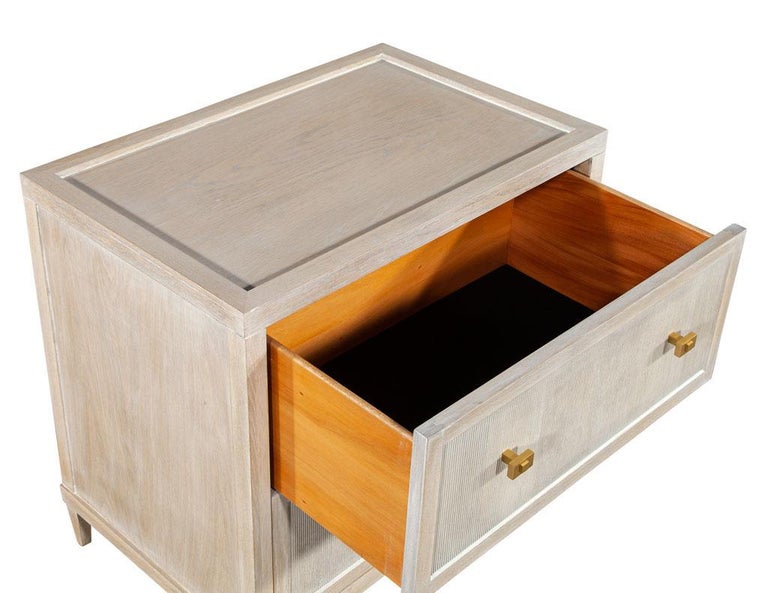 Pair of Distressed Washed Oak Nightstands End Tables For Sale at 1stDibs