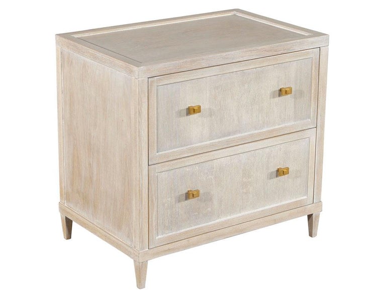 Pair of Distressed Washed Oak Nightstands End Tables For Sale at 1stDibs