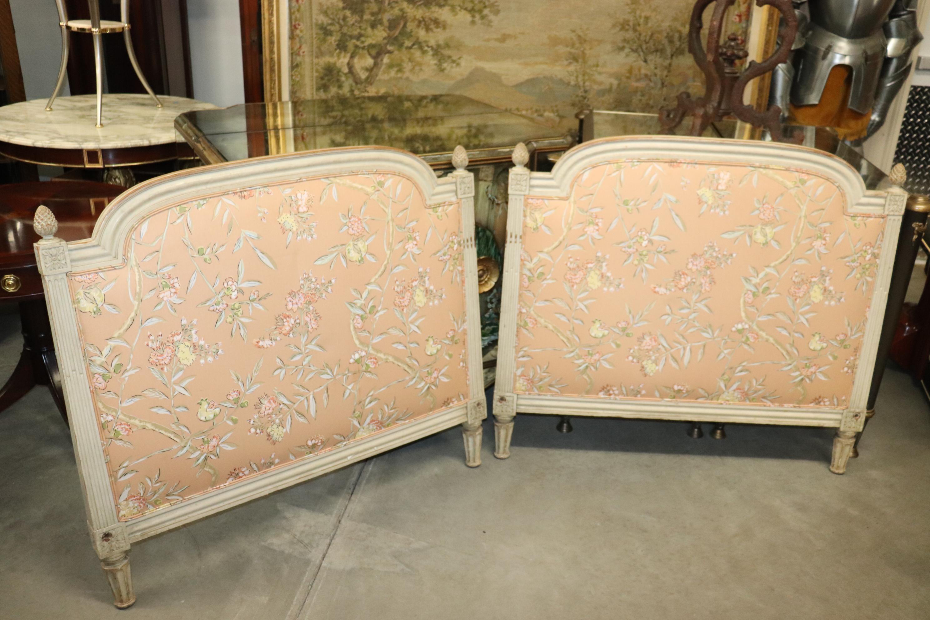 Pair of Distressed White Painted Louis XVI Twin Size Headboards or Daybed  8