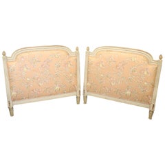 Pair of Distressed White Painted Louis XVI Twin Size Headboards or Daybed