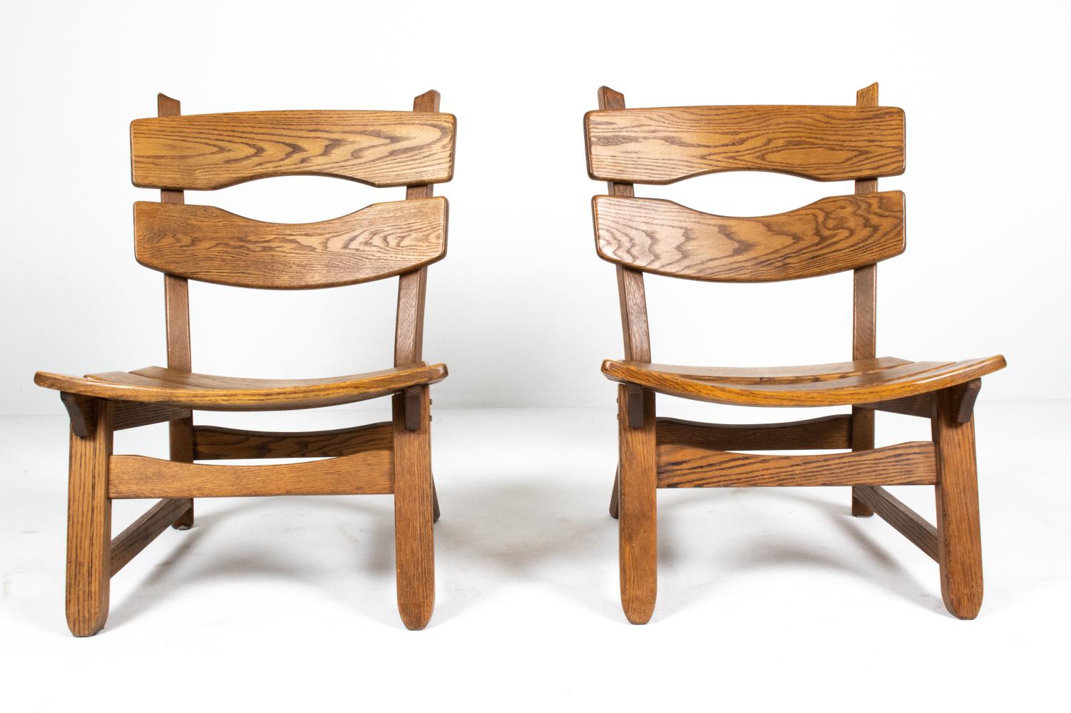 Mid-Century Modern Pair of Dittmann & Co. for AWA Holland Oak Side Chairs For Sale