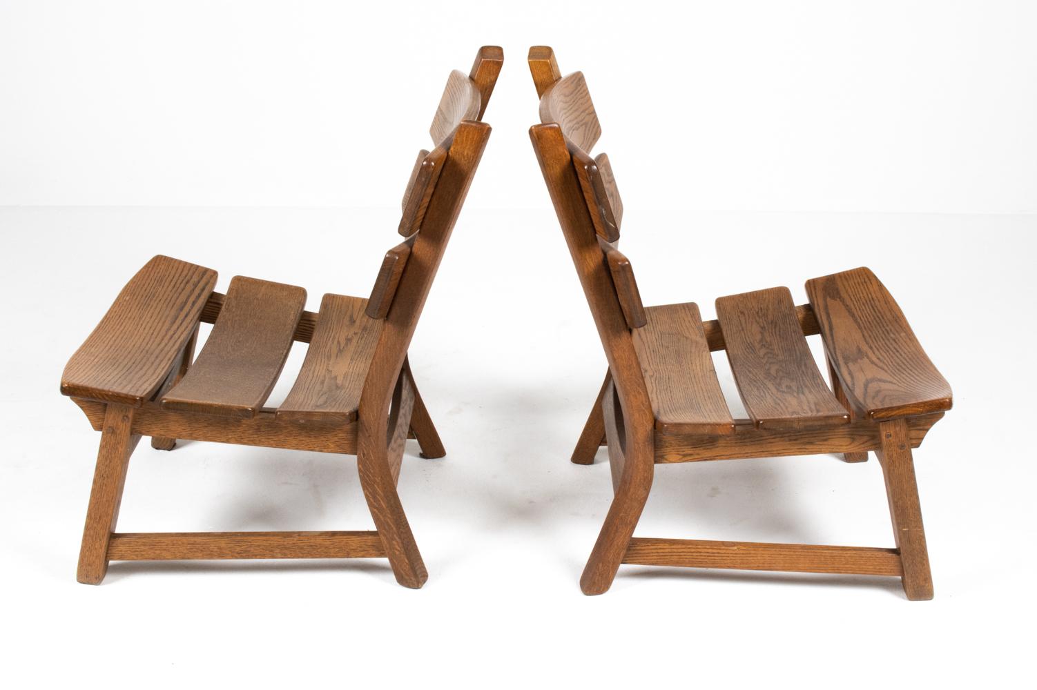 Dutch Pair of Dittmann & Co. for AWA Holland Oak Side Chairs For Sale