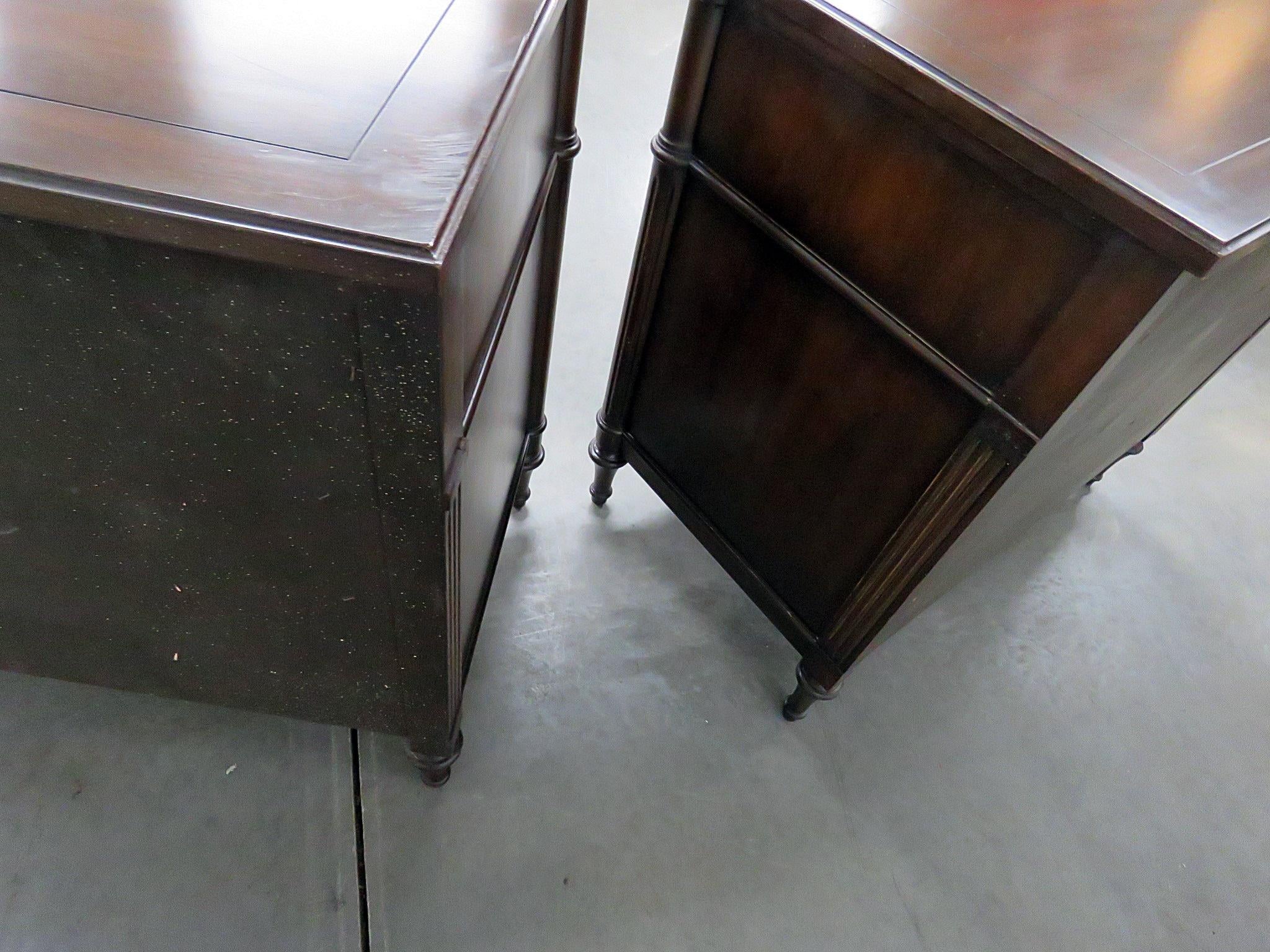 Pair of Walnut French Louis XVI Directoire Style Commodes Nightstands  6