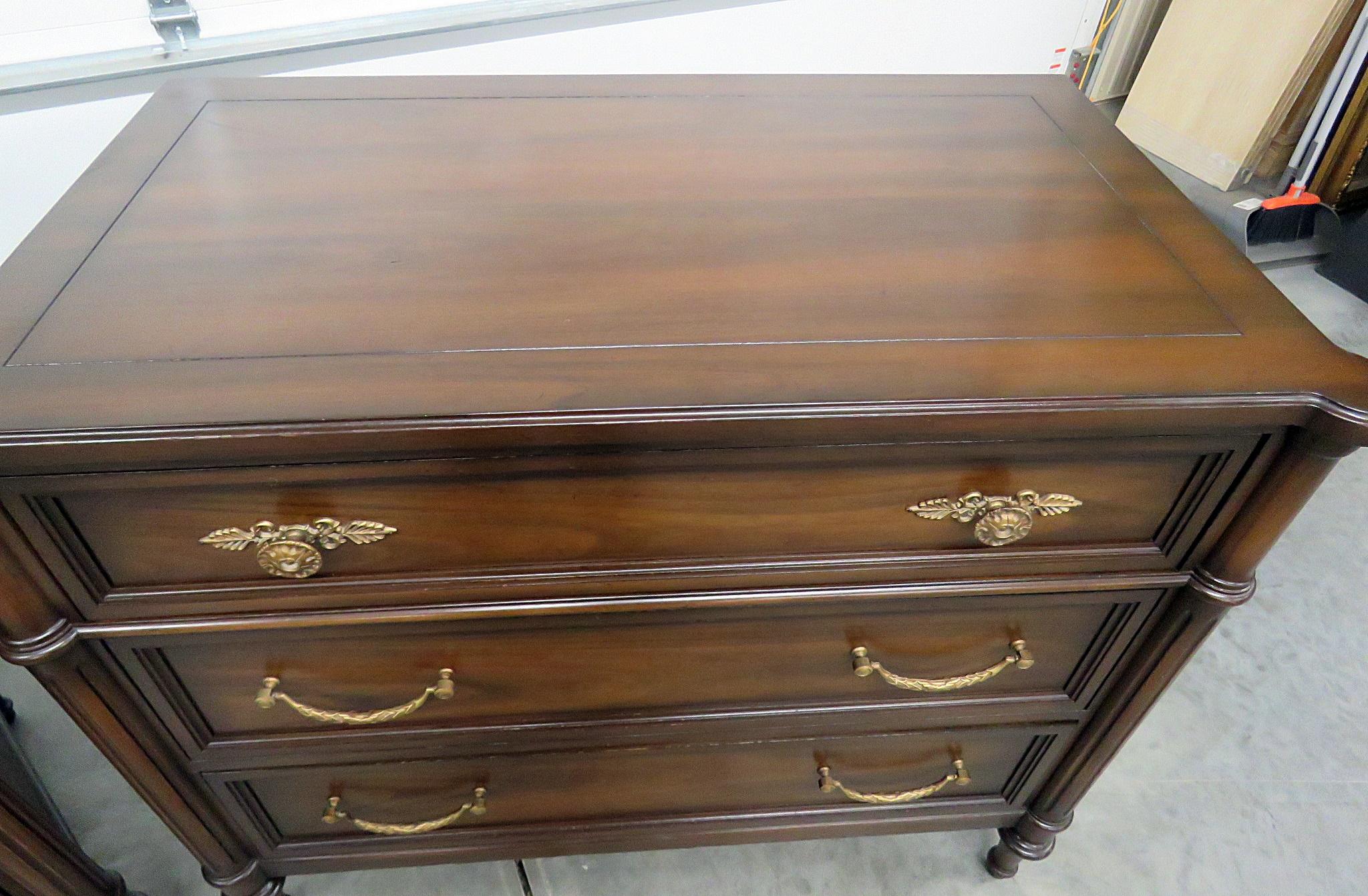 20th Century Pair of Walnut French Louis XVI Directoire Style Commodes Nightstands 