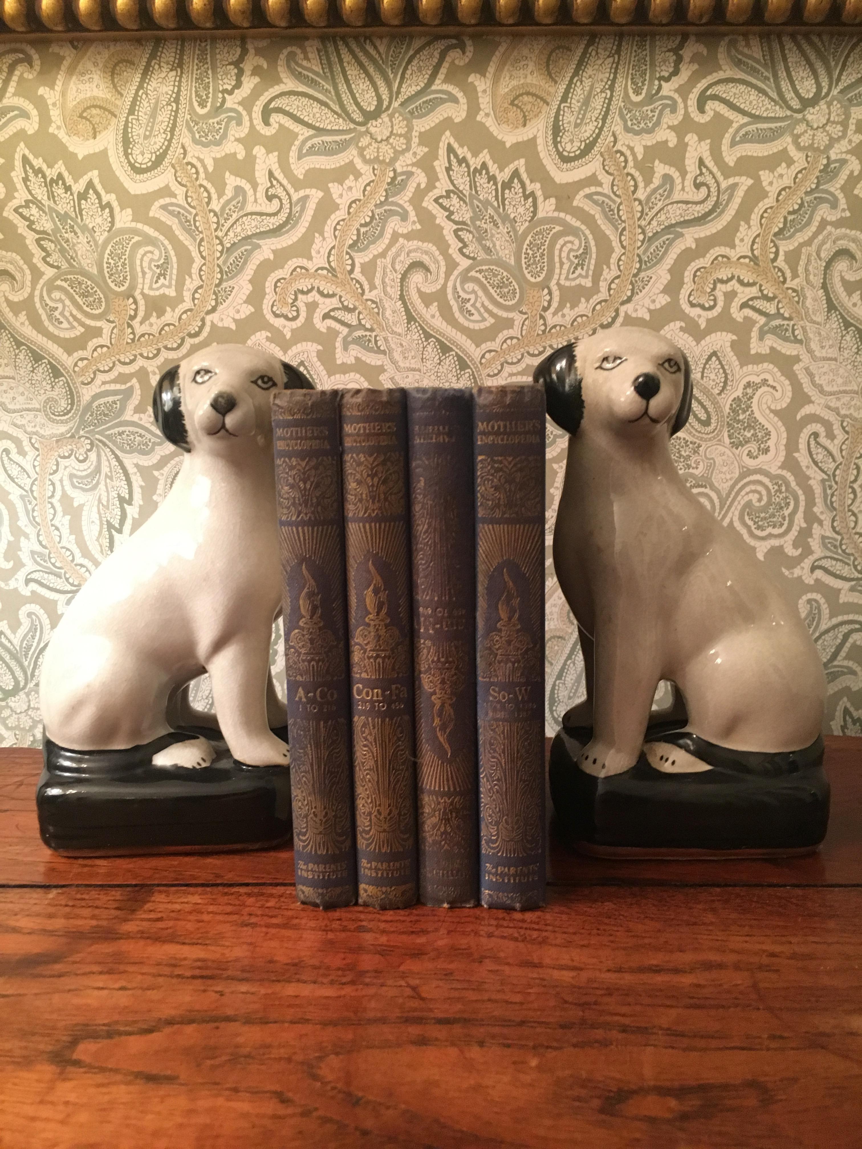 Pair of dog bookends in the manner of Staffordshire - a nice pair ready to hold books from the childs room to the sophisticated office or den.