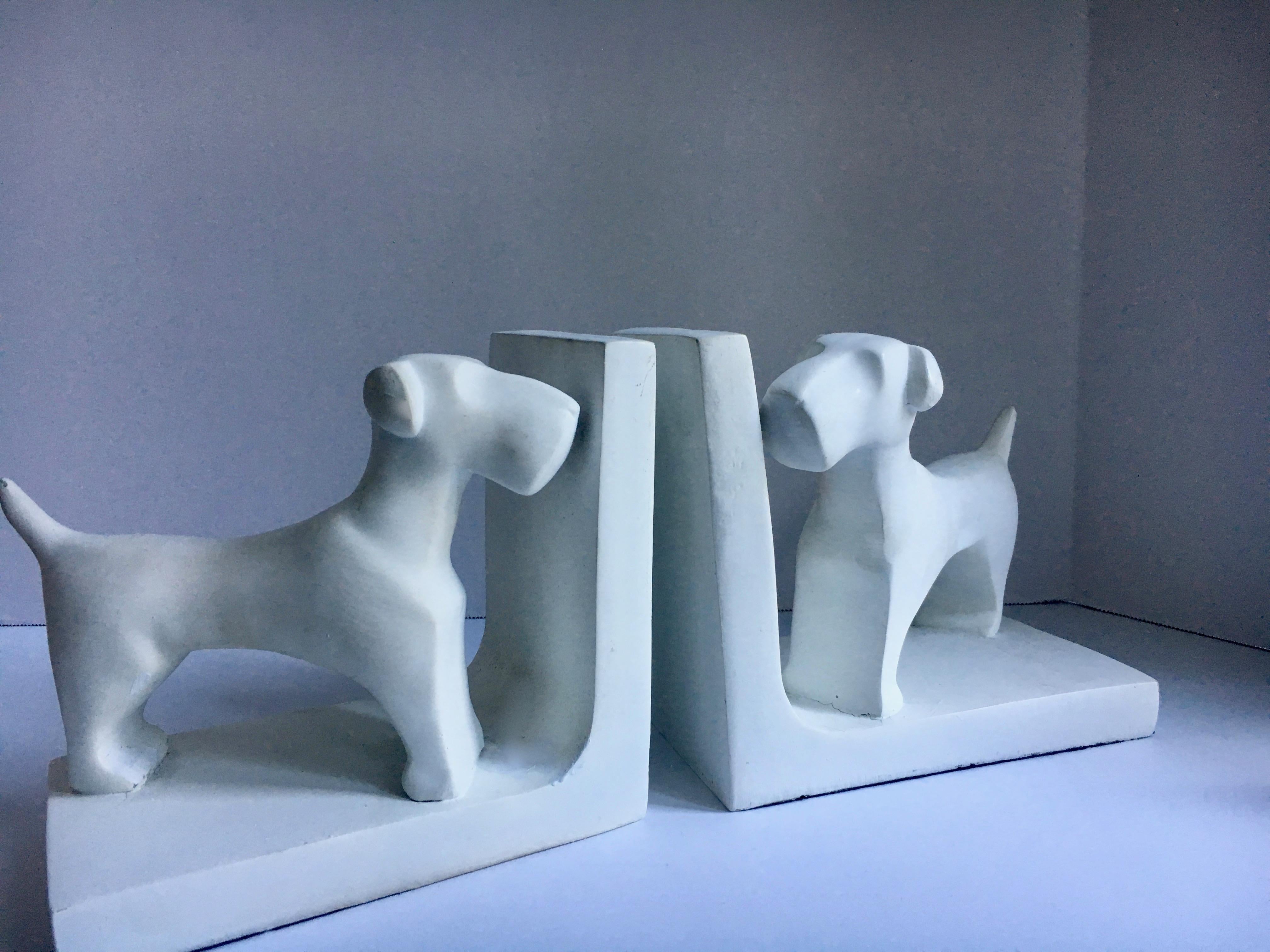Gesso Pair of Dog Bookends