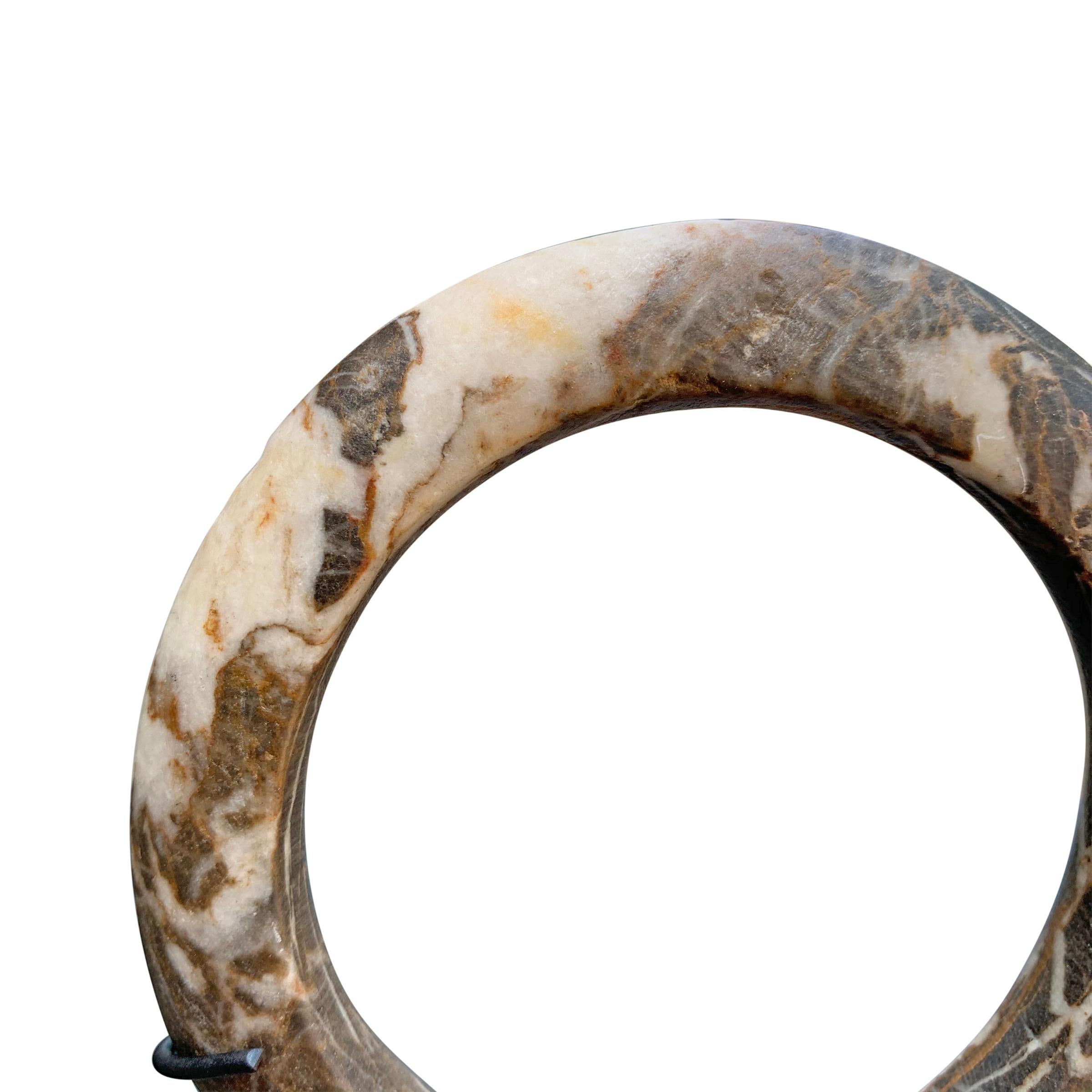 Pair of Dogon Stone Bracelets on Stands In Good Condition In Chicago, IL