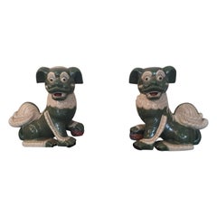 Pair of Dogs Sculpture, Ceramic, Italy, circa 1950