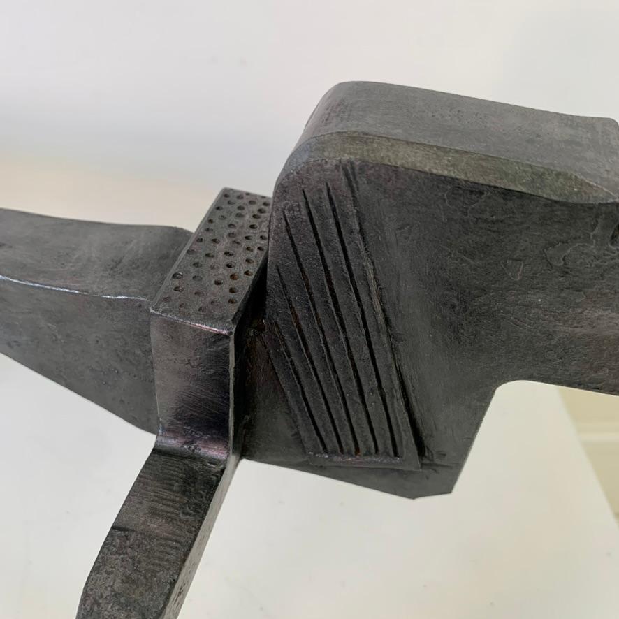 Pair of Dogs Wrought Iron Andirons, circa 1950, France. For Sale 9