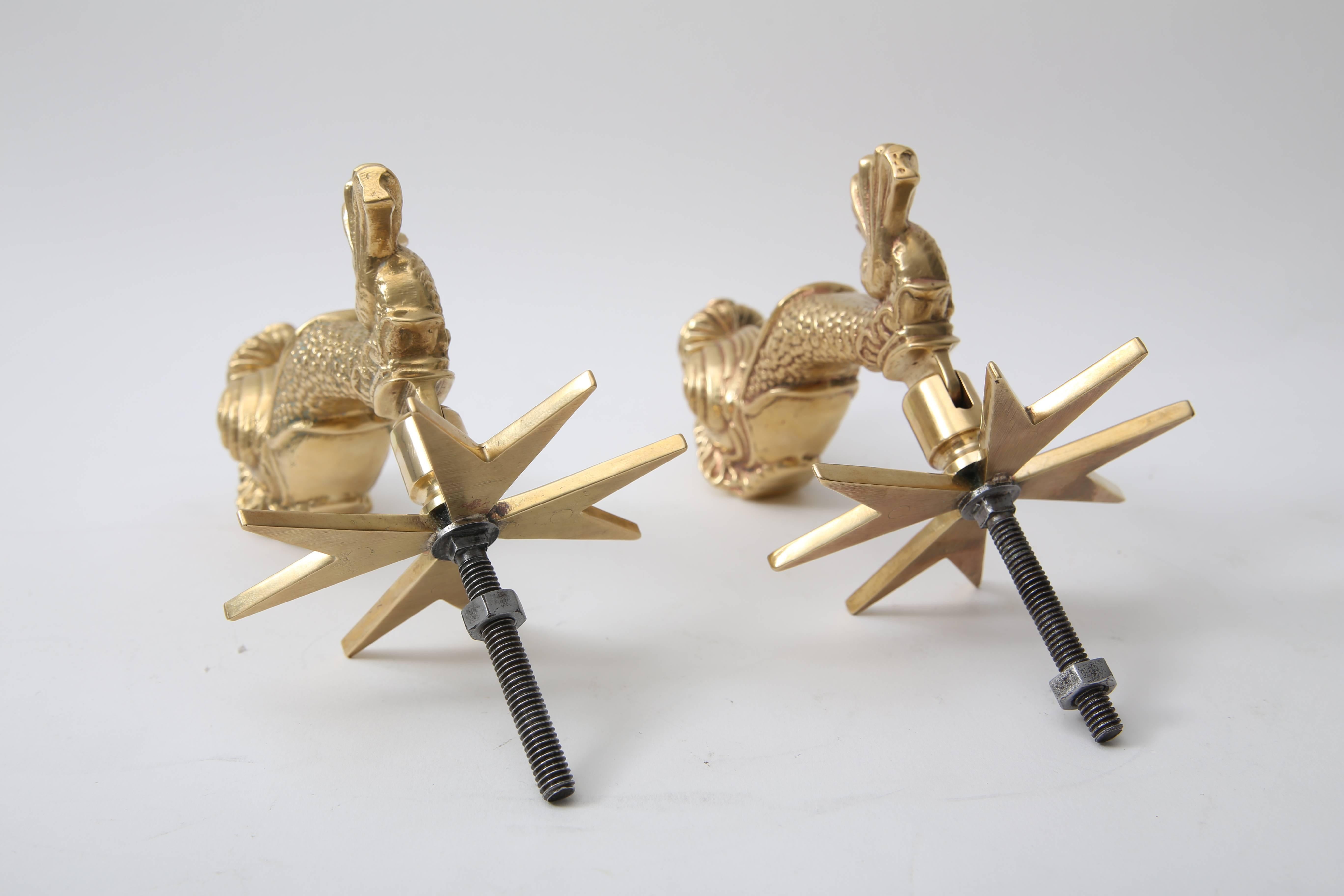 Brass Pair of Dolphin-Form Door Knockers